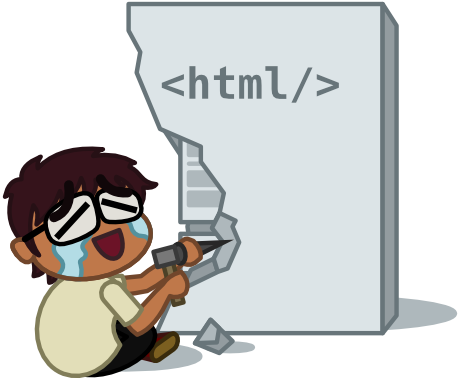 cartoon Sakib frantically chiseling a website out of marble